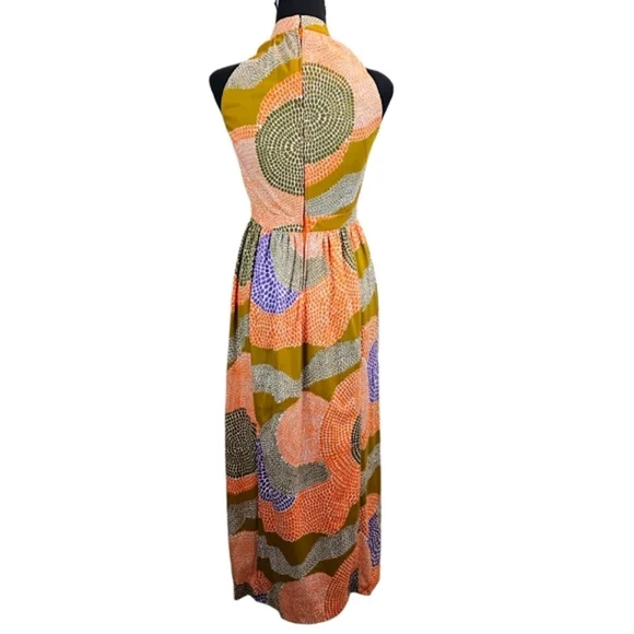 Vintage 1960s Halter Maxi Dress Else Smith For Dalani 6 Retro Boho Psychedelic - Picture 5 of 16